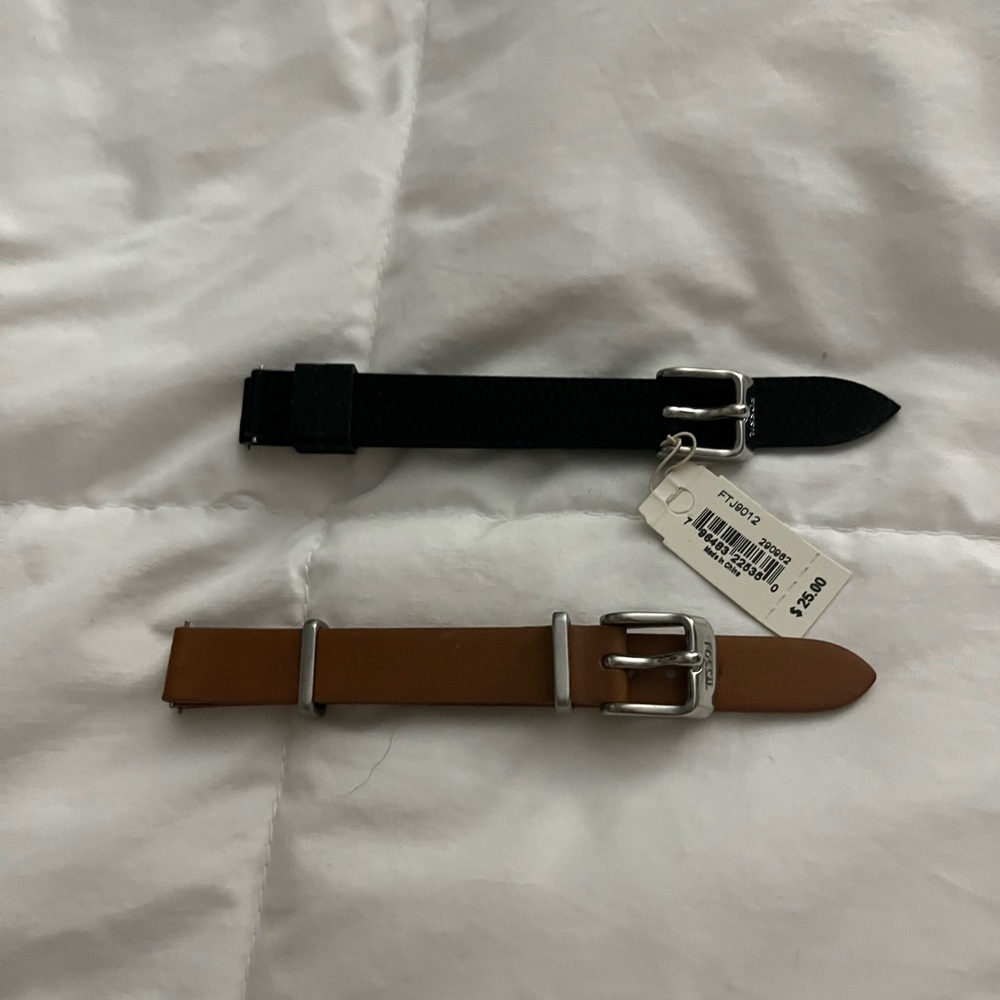 Fossil Black & Brown 12 mm watch band Duo